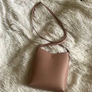 Pink leather handbag
